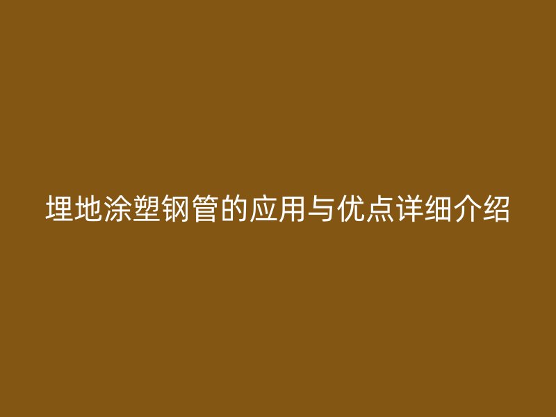 埋地涂塑鋼管的應(yīng)用與優(yōu)點詳細介紹