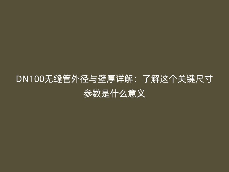 DN100無(wú)縫管外徑與壁厚詳解：了解這個(gè)關(guān)鍵尺寸參數(shù)是什么意義